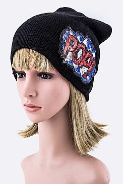 Trendy Sequined POP! Patch Beanie LA-EMH8500