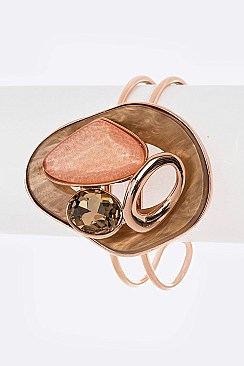 Open Enamel Flower Bangle