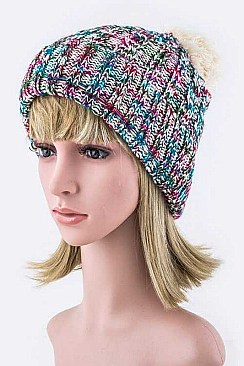 Stylish Mix Knit Pom Pom Beanie LA-EMH8506