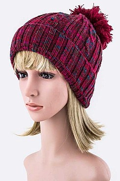 Stylish Mix Knit Pom Pom Beanie LA-EMH8506