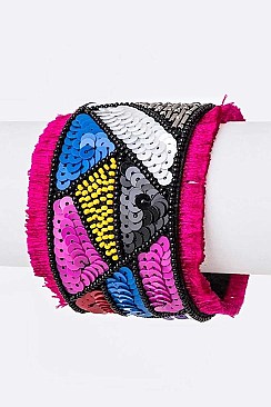 Iconic Mix Pattern Sequins Adjustable Cuff