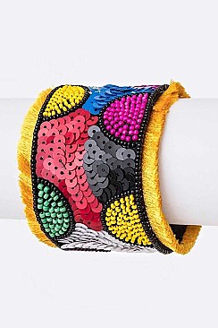 Iconic Mix Seed Beads Festival Adjustable Cuff