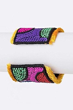 Iconic Mix Seed Beads Festival Adjustable Cuff