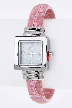 Chic Croc Embossed Bangle Watch LA-2945