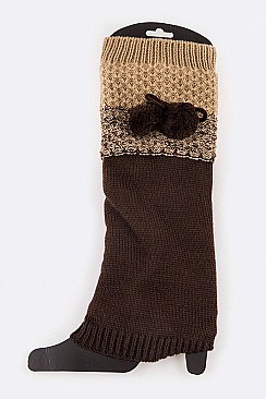 Pack of (12 Pairs) Assorted Double Pom Pom Tone Leg Warmer Set LA-HNSH1068