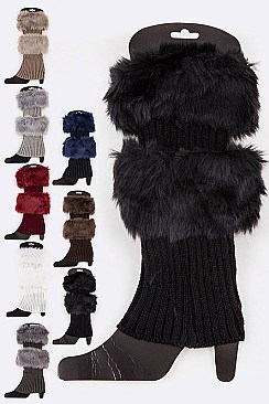 Pack of (12 Pairs) Assorted Faux Fur Trim Leg Warmer Set LA-HNSH1071