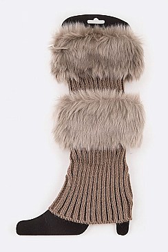 Pack of (12 Pairs) Assorted Faux Fur Trim Leg Warmer Set LA-HNSH1071