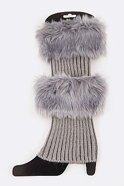 Pack of (12 Pairs) Assorted Faux Fur Trim Leg Warmer Set LA-HNSH1071