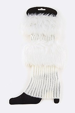 Pack of (12 Pairs) Assorted Faux Fur Trim Leg Warmer Set LA-HNSH1071