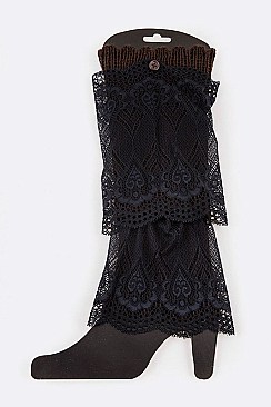 Pack of (12 Pairs) Assorted Lace Accent Layer Leg Warmer Set LA-HNSH1066