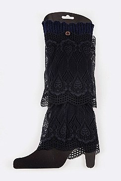 Pack of (12 Pairs) Assorted Lace Accent Layer Leg Warmer Set LA-HNSH1066