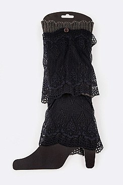 Pack of (12 Pairs) Assorted Lace Accent Layer Leg Warmer Set LA-HNSH1066