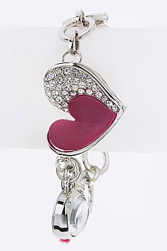 Posh Crystal Heart Charm Bracelet Watch