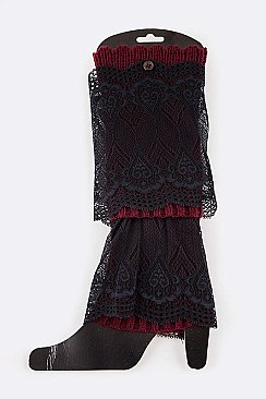 Pack of (12 Pairs) Assorted Lace Accent Layer Leg Warmer Set LA-HNSH1066