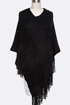 Pack of 12 Fringe Textured Poncho Set
