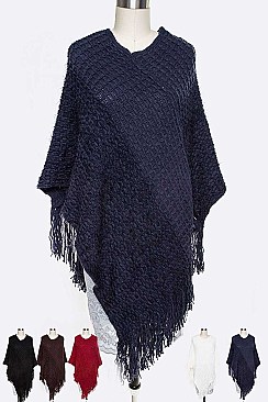 Pack of 12 Fringe Textured Poncho Set