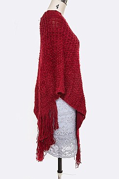 Pack of 12 Fringe Textured Poncho Set