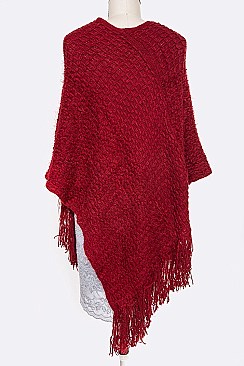 Pack of 12 Fringe Textured Poncho Set