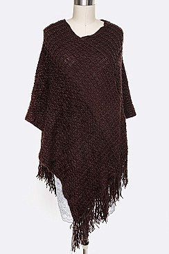 Pack of 12 Fringe Textured Poncho Set