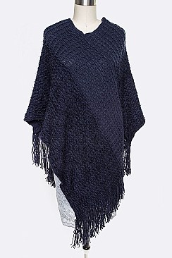 Pack of 12 Fringe Textured Poncho Set