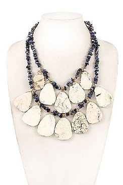 LAYERED GEMSTONE LINK BIB NECKLACE