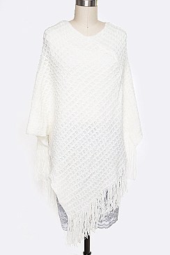 Pack of 12 Fringe Textured Poncho Set