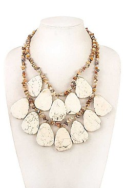 LAYERED GEMSTONE LINK BIB NECKLACE