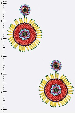 Fringed Festival Mix Beads Circle Earrings