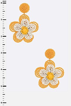 Beaded Colorful Flower Earrings