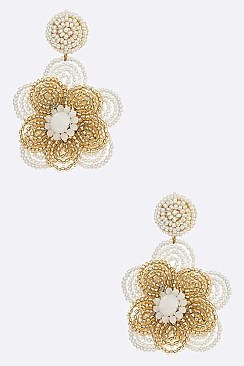 Beaded Colorful Flower Earrings