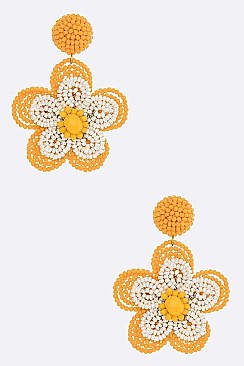 Beaded Colorful Flower Earrings