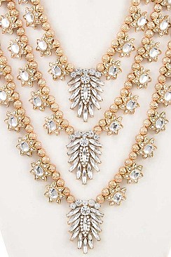 3 LAYERED FLORAL DANGLE NECKLACE SET