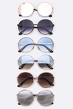 Pack of 12 Crystal Accent Frame Round Sunglasses Set