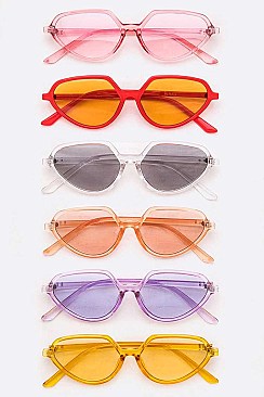 Pack of 12 Light Tint Pop Color Iconic Sunglasses Set