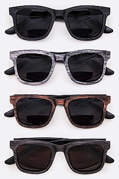 Pack of 12 Wooden Brow Line Classic Sunglasses Set