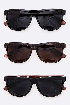 Pack of 12 Wooden Temple Unisex Sunglasses Set
