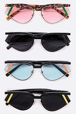 Pack of 12 Pop Color Stripe Skinny Sunglasses Set