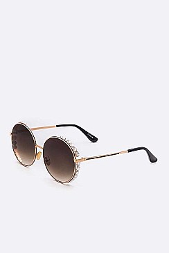 Pack of 12 Crystal Accent Frame Round Sunglasses Set