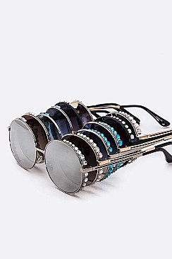 Pack of 12 Crystal Accent Frame Round Sunglasses Set