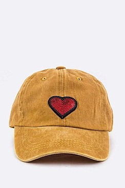 WASHED SEQUINS HEART TODDLER CAP