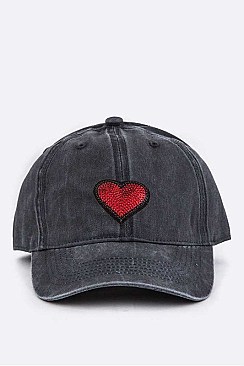 WASHED SEQUINS HEART TODDLER CAP