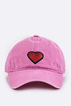 WASHED SEQUINS HEART TODDLER CAP