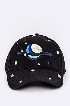 Space & Planet Crystal Embellished Fashion Cap LA-HT407X001