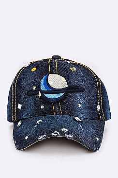 Space & Planet Crystal Embellished Fashion Cap LA-HT407X001