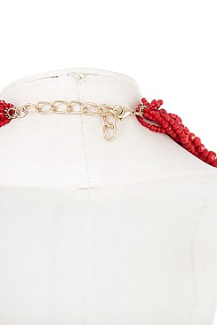 MULTI ROW ROUND BEAD STATEMENT BIB NECKLACE SET