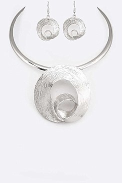 Twist Design Textured Statement Collar Necklace Set