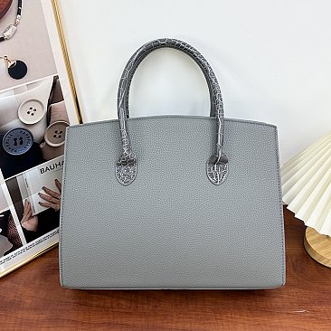 Large Size Scarfed Croc Combo Satchel Handbag