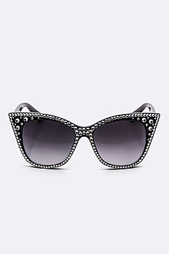 Crystal Ornate Cat Eye Sunglasses LA14-MSG1071-2