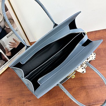 Large Size Scarfed Croc Combo Satchel Handbag