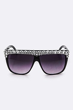 Austrian Crystal Retro Spiky Square Sunglasses LA14-MSG985-1